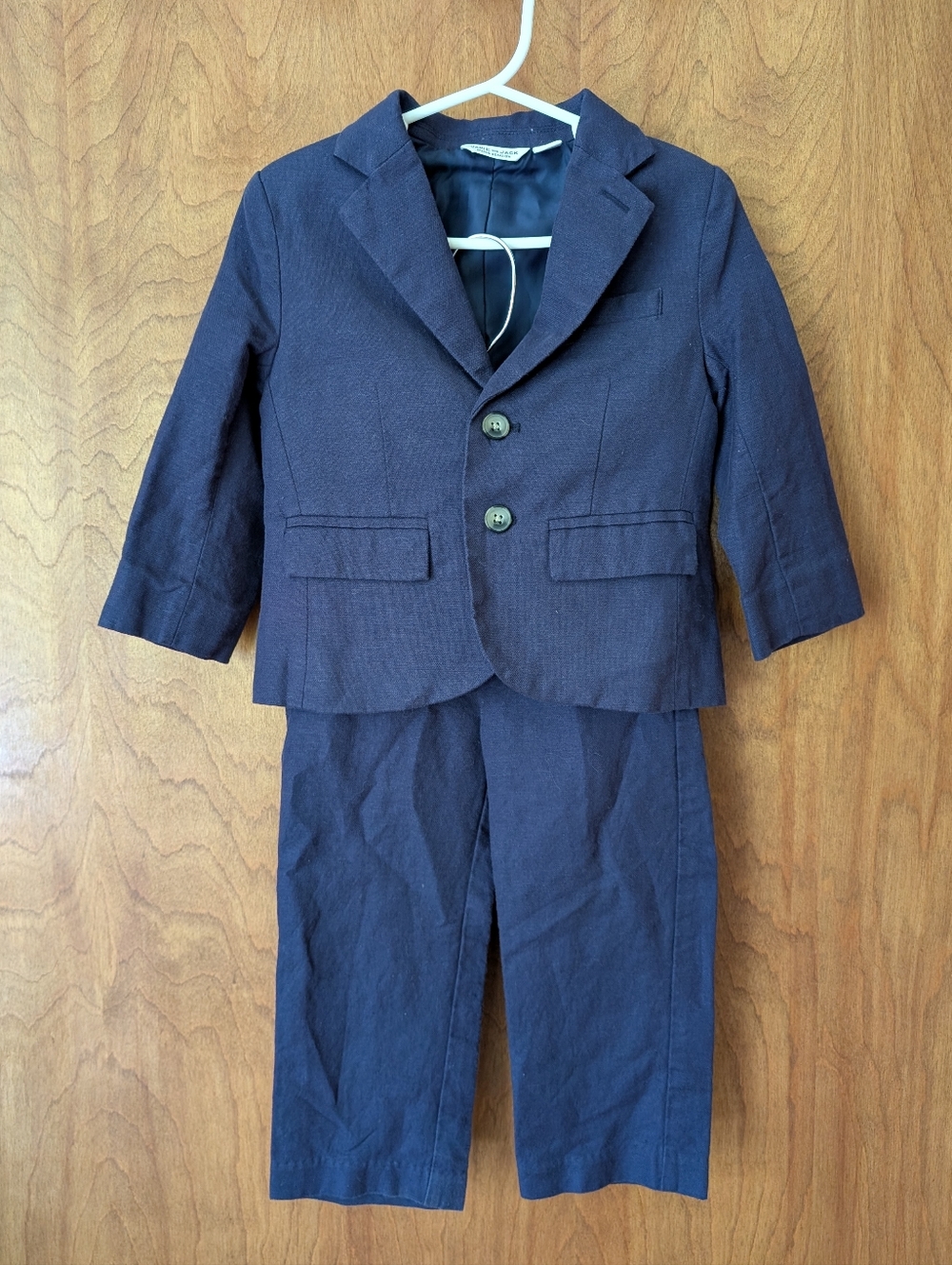 Janie and Jack Special Occasion Linen Cotton Navy Blazer and Trouser Set 18-24m